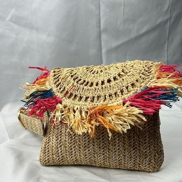 NWT INC International Concept Straw Rainbow Belt Bag - Picture 1 of 4